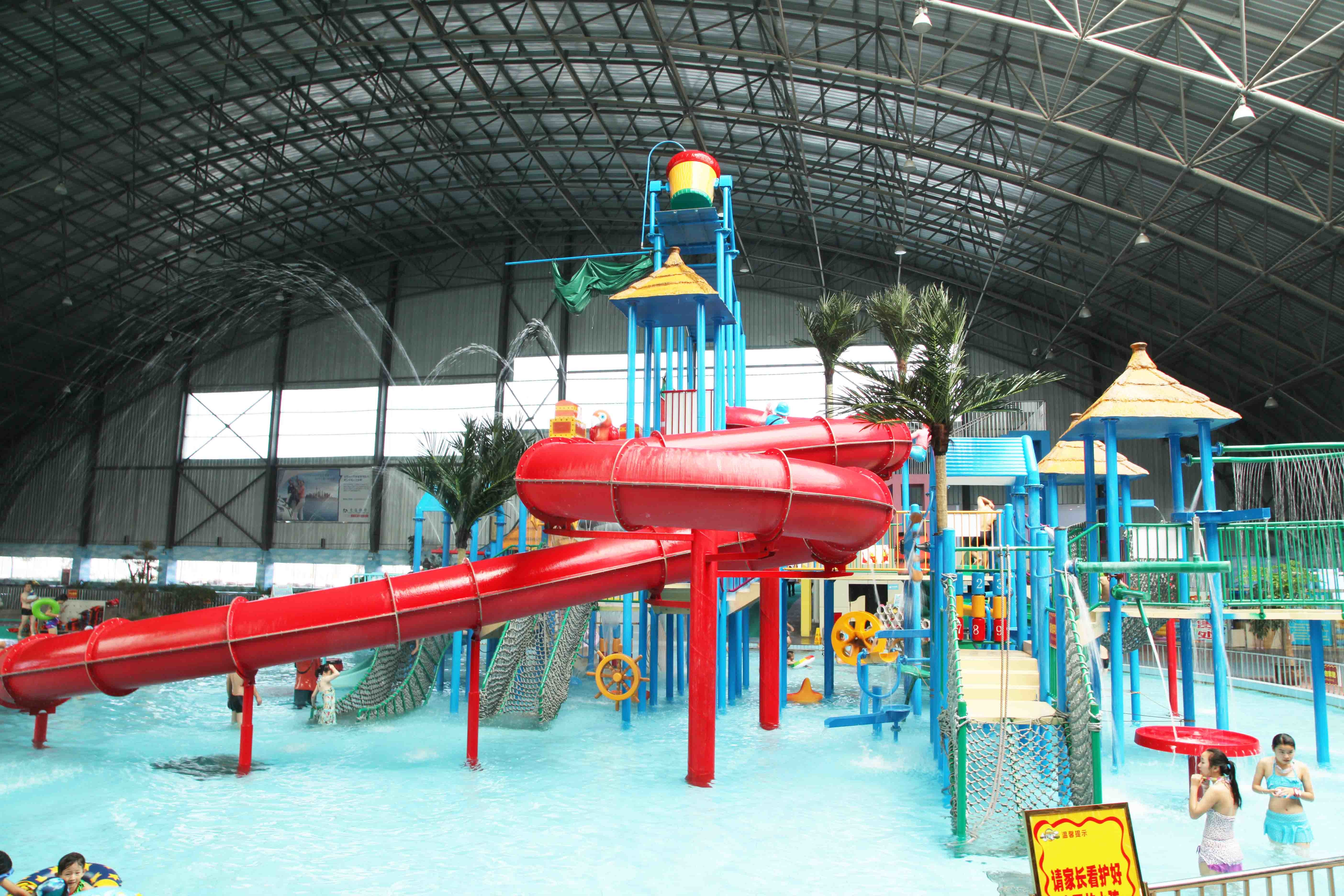 304 Stainless Steel Water Park with Indoor Play Area , FPR Fixed Type
