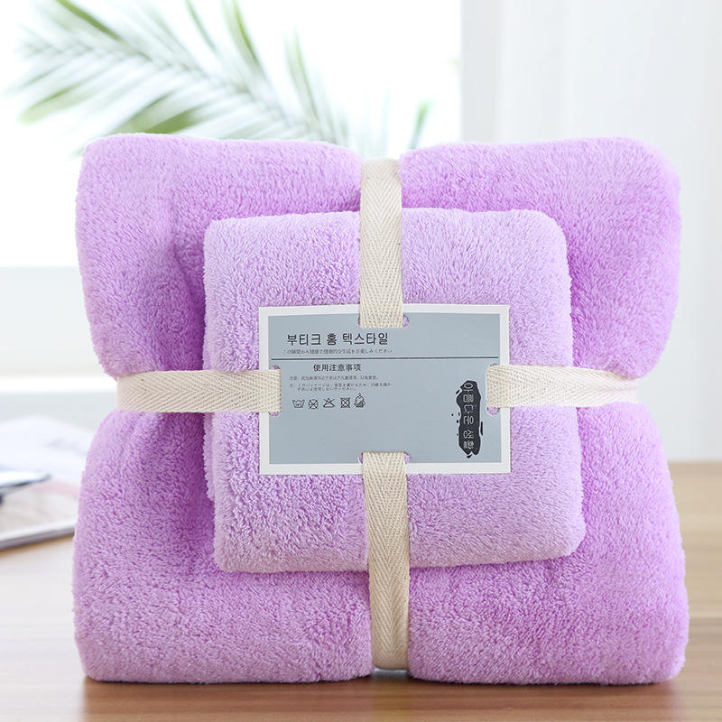 Coral Fleece Cooling Turkish Towel Set 5 Star Colorful Zero Twist Gift Set Bath Towel