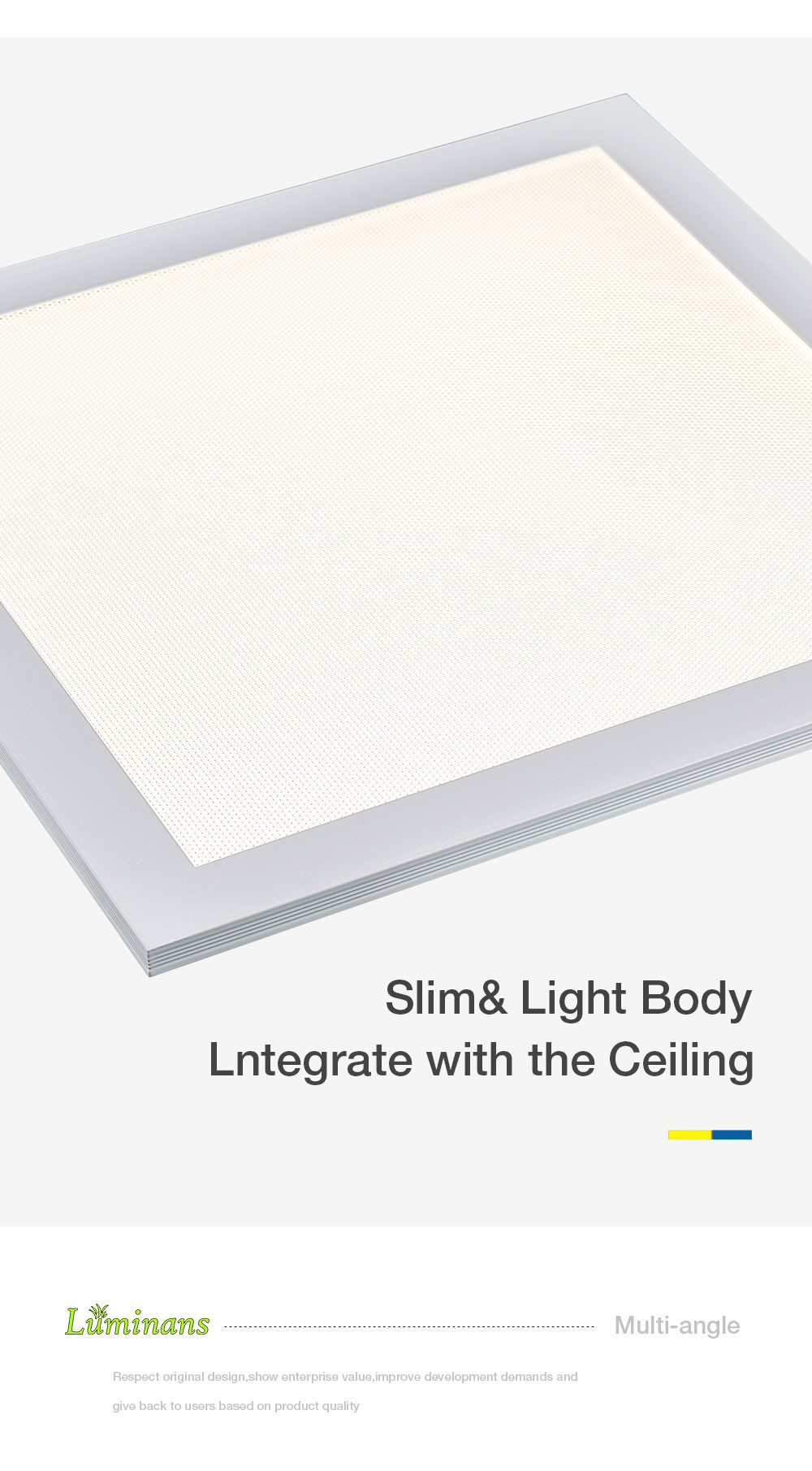 Luminans Flat Square LED Lights Fixture Flicker Free Waterproof IP44 295x295mm