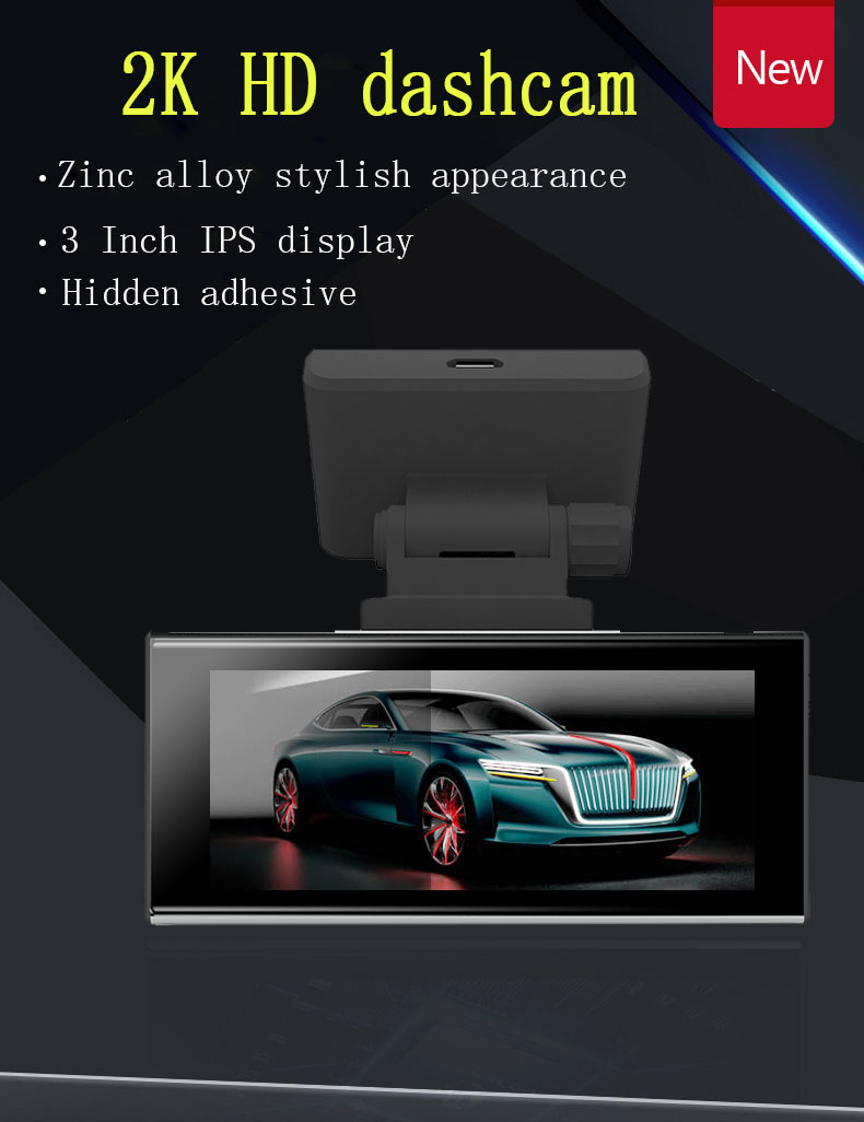 3.16 Inch 2K H265 Vehicle Blackbox DVR Full HD 1080p Parking Monitor