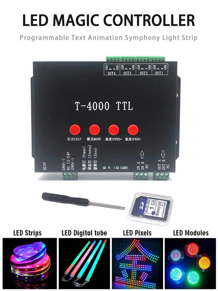 RGB Programmable LED Pixel Controller 4096 Pixels With Sd Card
