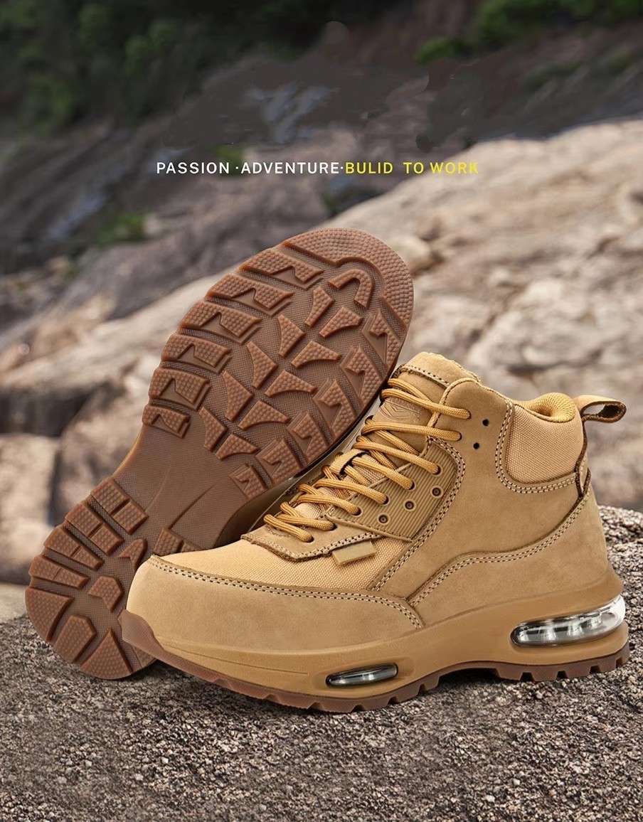 Air-cushion Sole Safety Work Boots In Khaki Oxford Fabric For Maximum Protection