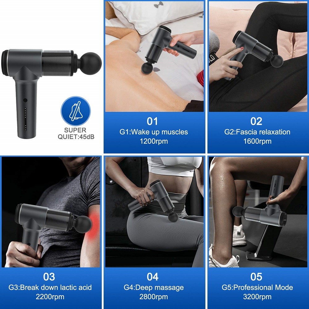 Muscle 3400mAh Handheld Massager Gun LG Battery Rechargeable 5 Speeds
