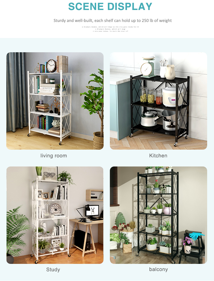 Warehouse Supermarket Collapsible 5 Tier Metal Organizer Rack