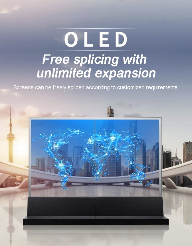 Aluminum Alloy Frame Transparent OLED Touch Display Advertising Player with High Brightness and 4K Ultra HD Resolution