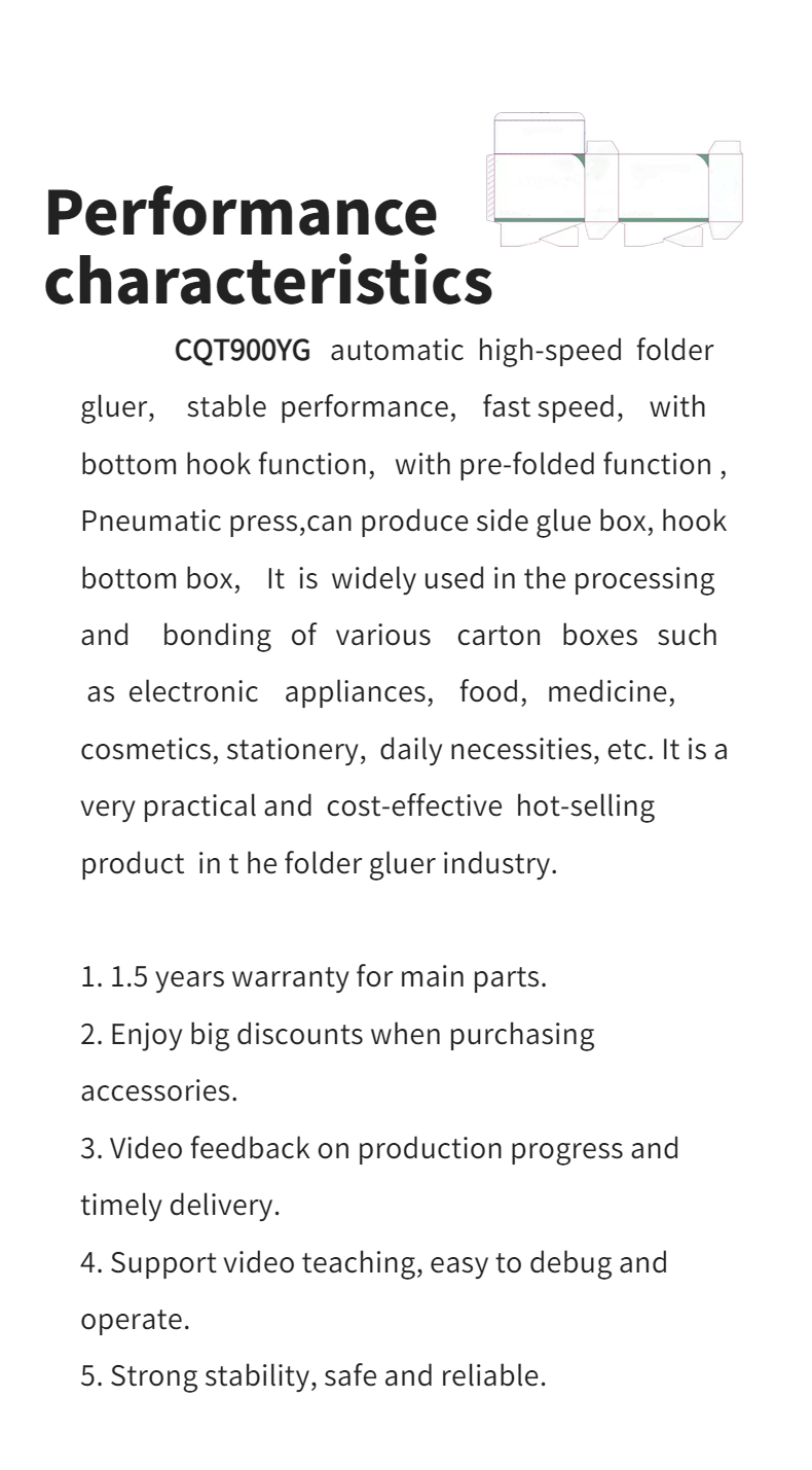CQT 900YG-2 Pre-Folded Bottom Lock Corrugated Cardboard Box Making Machine Folder Gluer