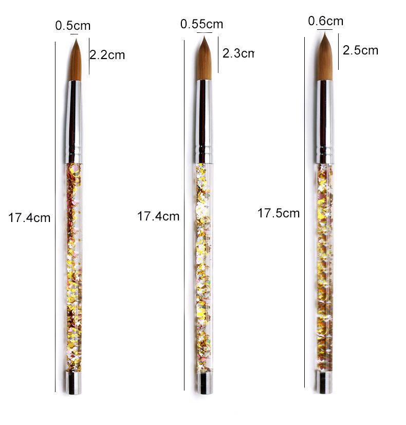 Sable Hair Acrylic Nail Brush Liquid Glitter Handle Vegan Acrylic Nail Brush