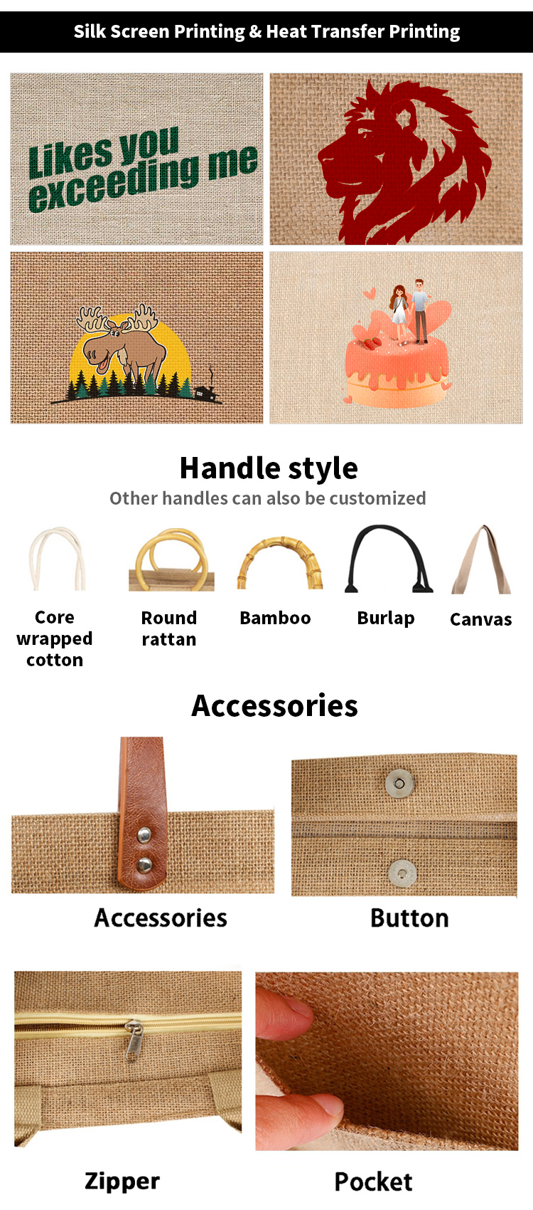 One Bottles Wine Burlap Tote Bag Recyclable Beer Festival With PVC Window