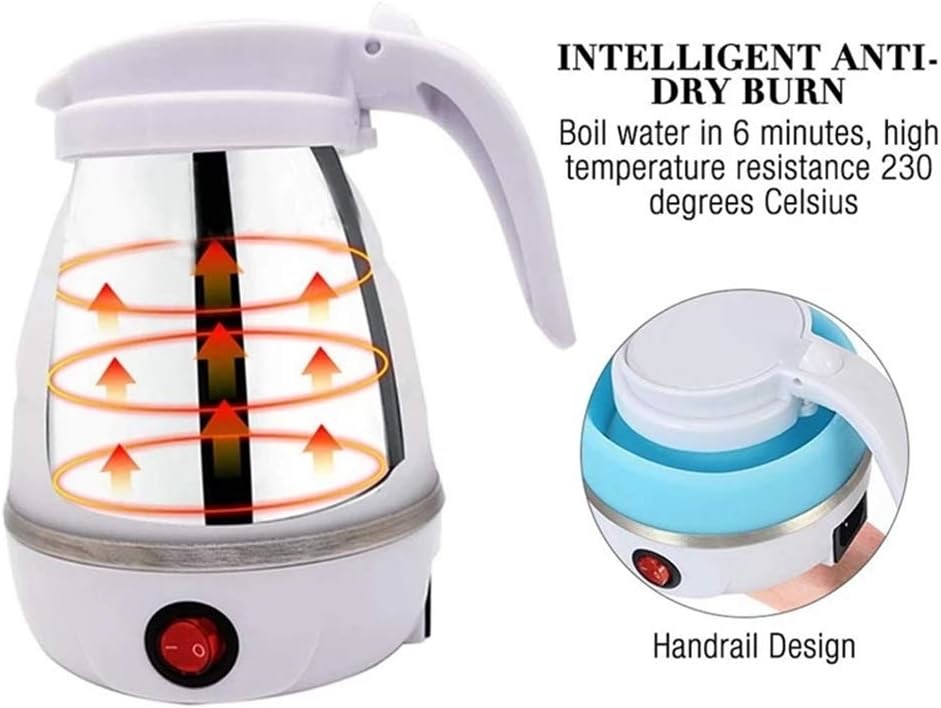 Portable Electric Kettle Foldable Water Boiler For Coffee Tea Fast Boiling Pot 600ml
