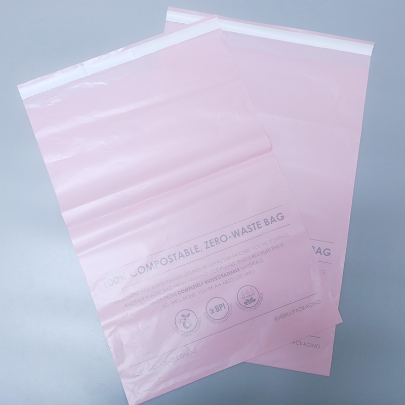 En13432 Certified Custom Printed Red Mailing Bags Compostible Plastic
