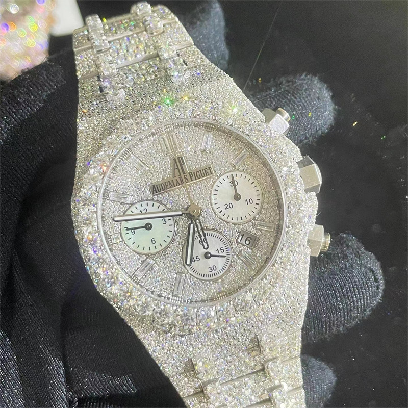 Custom VVS Lab Moissanite Diamond Watch Iced Out Hand Setting Bezel