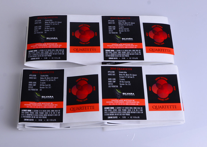 Custom cmyk glossy varnishing spot UV wine bottle packaging sheet roll labels printing