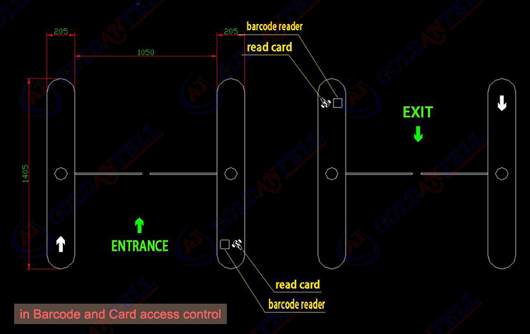 2D barcode ticket system gate , rfid cards swipe turnstile , swing access control turnstile for marine park