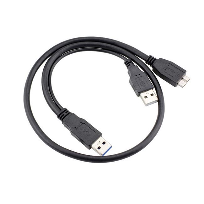 Double Head Micro B To USB 3.0 Charging Cable 0.6m PVC Hard Disk Data Cable