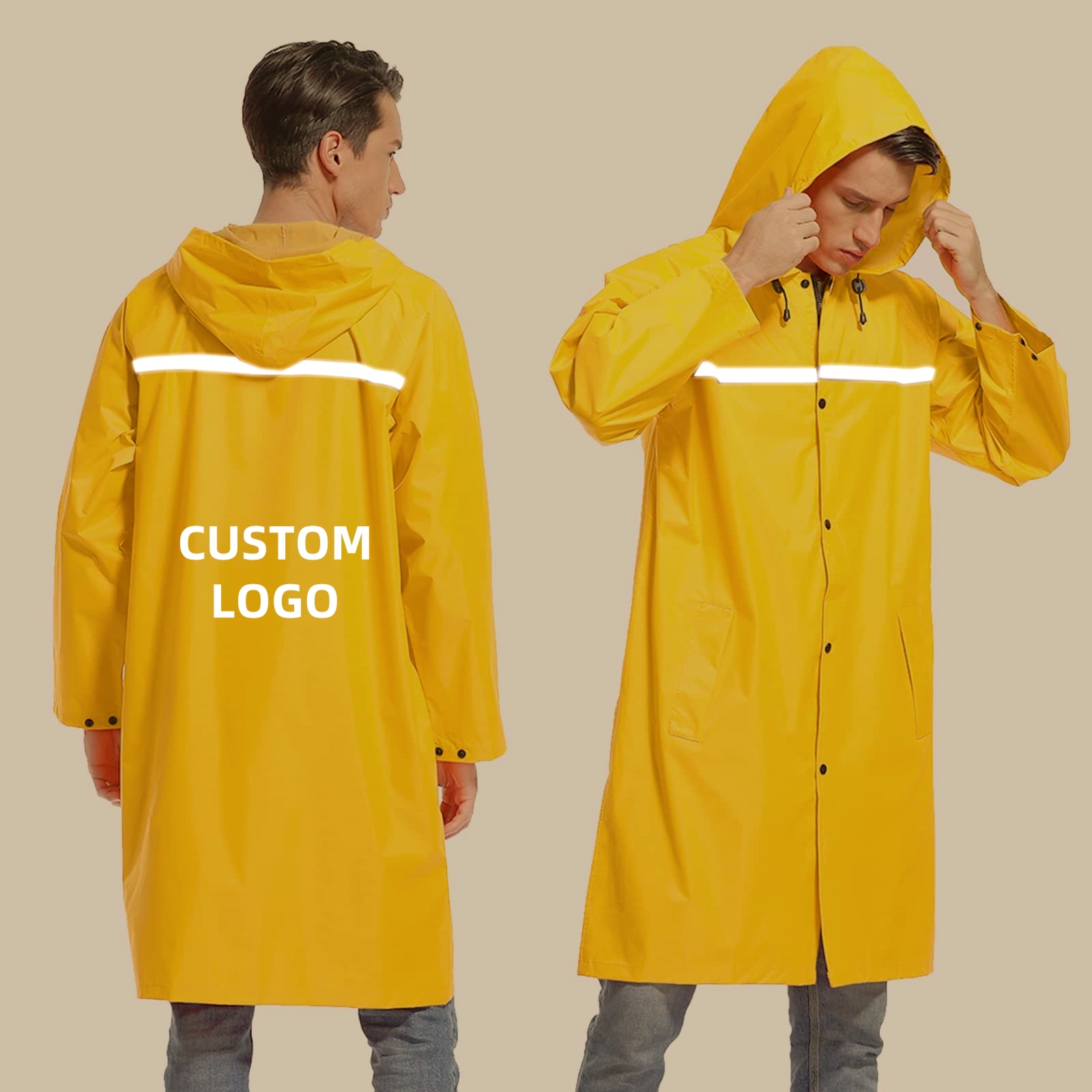150D Oxford Reflective Safety Rainwear Fluorescent Green Windbreaker