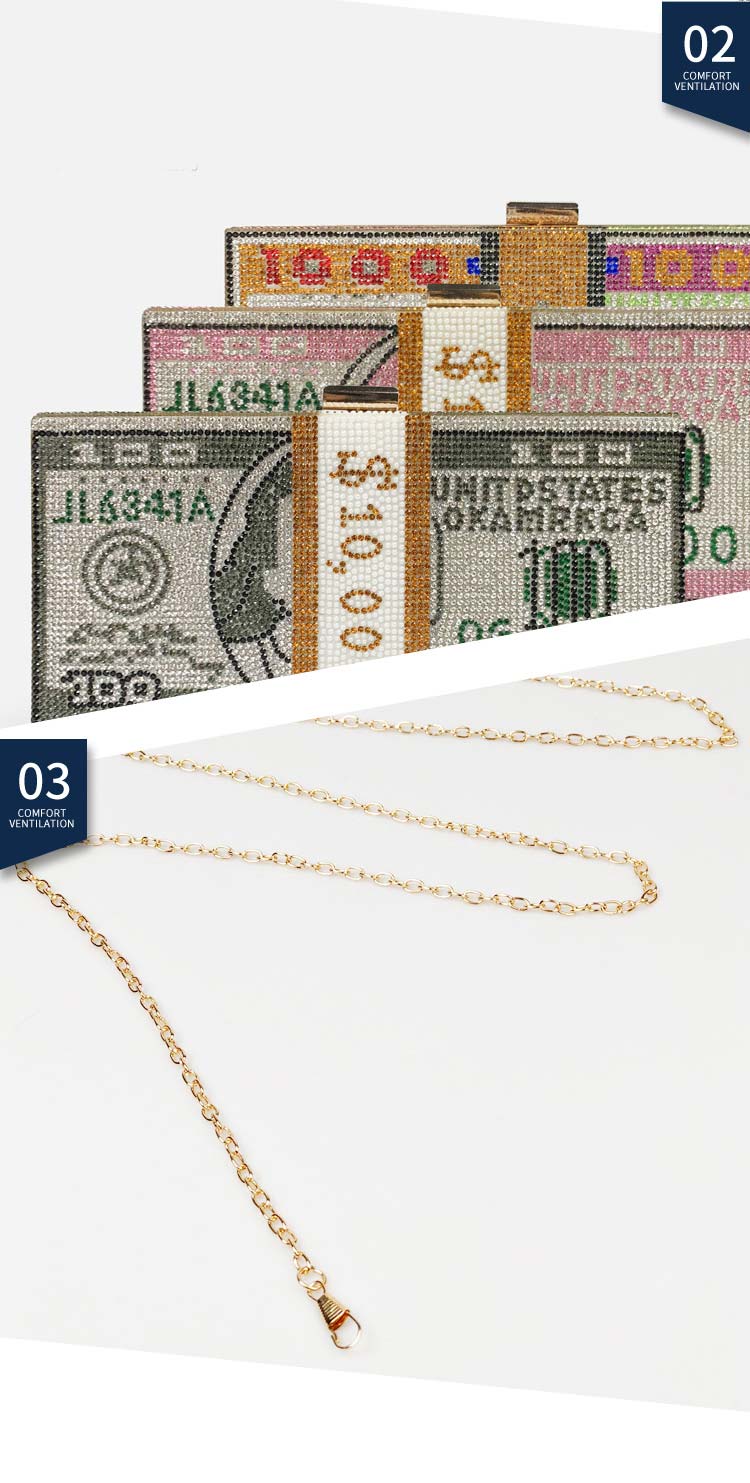 Custom Logo Geometric Pattern Women's Full of Diamonds Frosted Lock Dollar Handbag for 2023