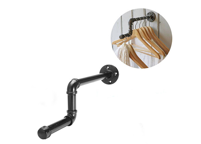 Wall Mounted Industrial Pipe Coat Rack Black Iron Pipe Flange 3/8" - 4" Home Decoration