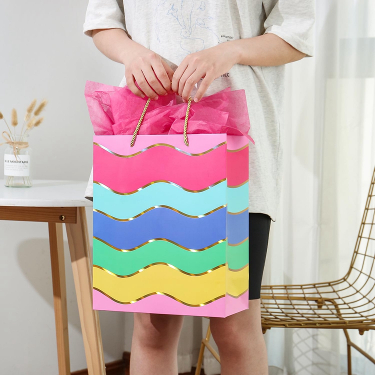 Custom Order Paper Jewelry Gift Shopping Cardboard Paper Bags with Hand Length Handle
