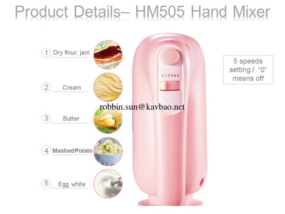 Cute Slim Pink HM505 Hand Mixer