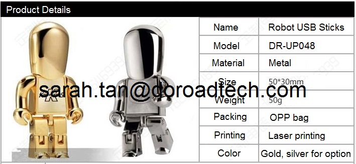 Creative Metal Robot USB Flash Drive 2.0, Best Promotional Gift with Customize Logo