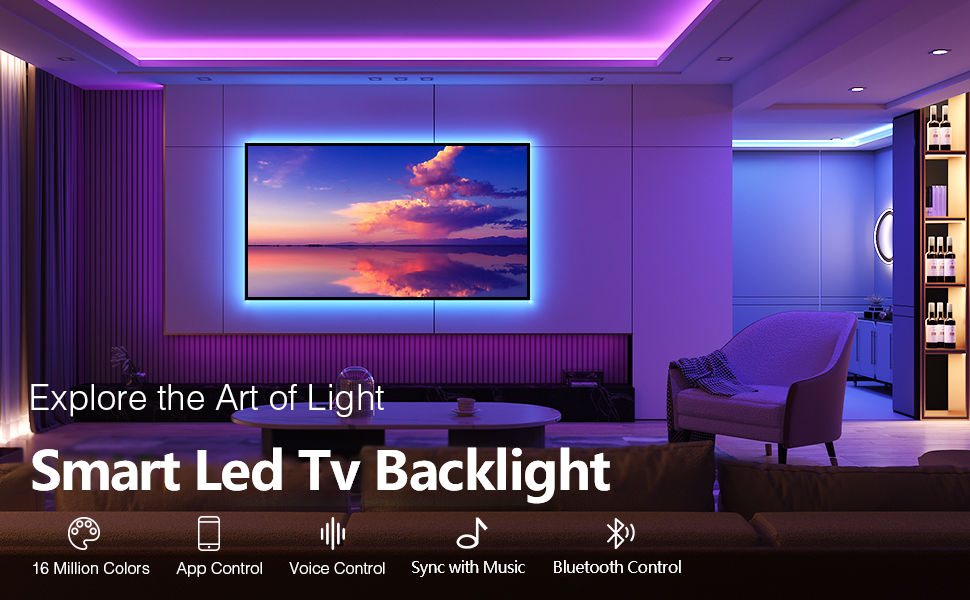 55" 65" TV LED Backlights With HDMI 2.0 Sync Box And Music Sync
