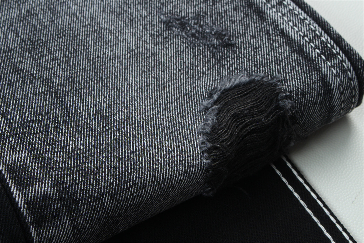 11.5oz Denim Fabric Rigid 56%C 44%P Black And Black Backside For Brand Style Jeans Boy Friend Style Soft Handfeel