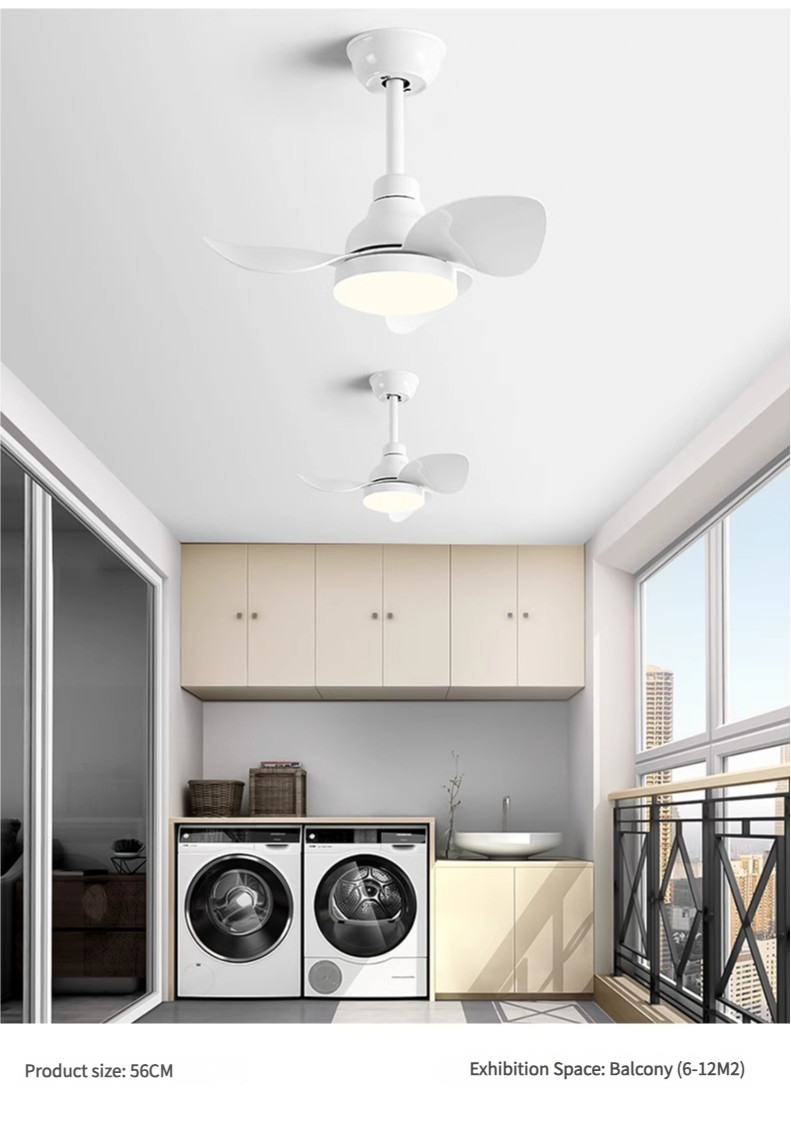 Solid Wood Ceiling Fan 22 inch Silent Fan Pendant Light Variable Frequency