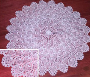 Rectangular coffee table linen table cloth table, Corcheted Lace Table linen, Tablecloth