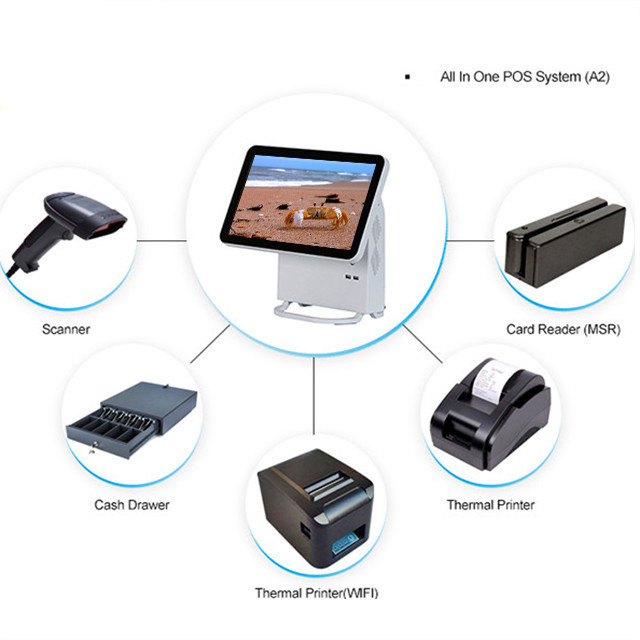 15.6 Inch All In One Touchscreen Pos Terminal , 300CD/M2 Brightless Point Of Sale Cash Register