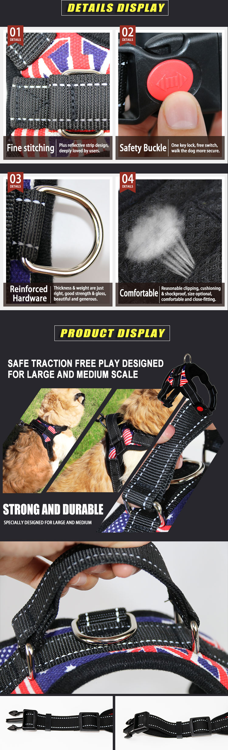 Pet Supplies High Quality Outdoor Dog Harness with Reflective Material