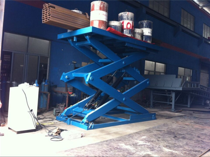 Cargo Stationary Hydraulic Lift Table Four Safety Handrail 1200mm Double Scissors
