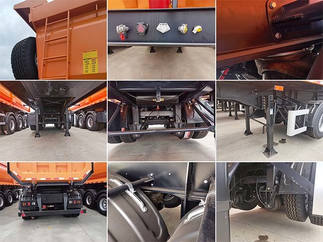 U Shape Rear Tipper Truck Trailer 4 Axle 50 Ton 45 Cubic