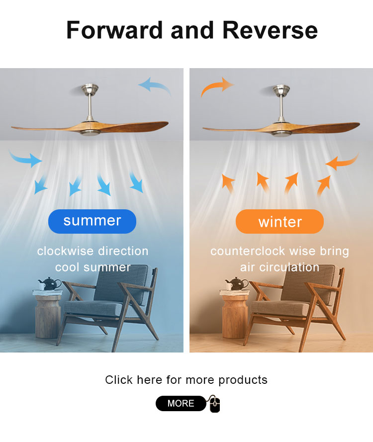 1stshine Dinning Room 52 Inch Ceiling Fan with Natural Wood Blades and without Light