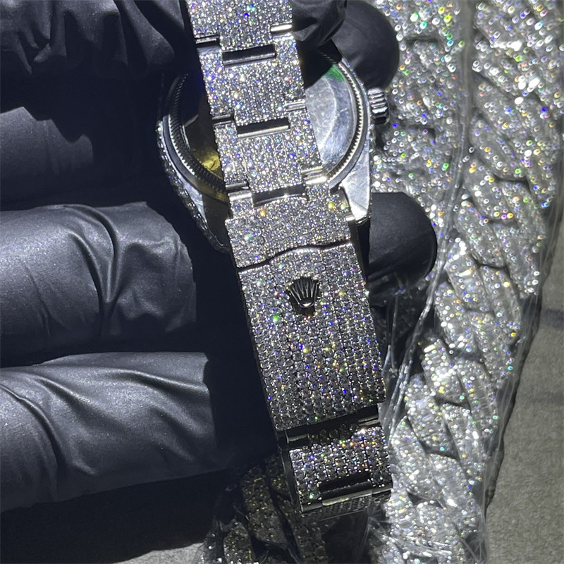 Handmade Inlay Hip Hop Jewelry Custom Diamond Rolex Custom Modification Iced Out