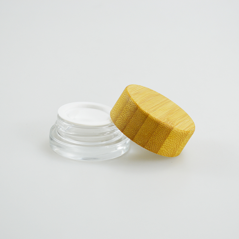 5g Frosted Clear Glass Jar with Bamboo Wood Lid Keep Your Cosmetic Face Cream Fresh