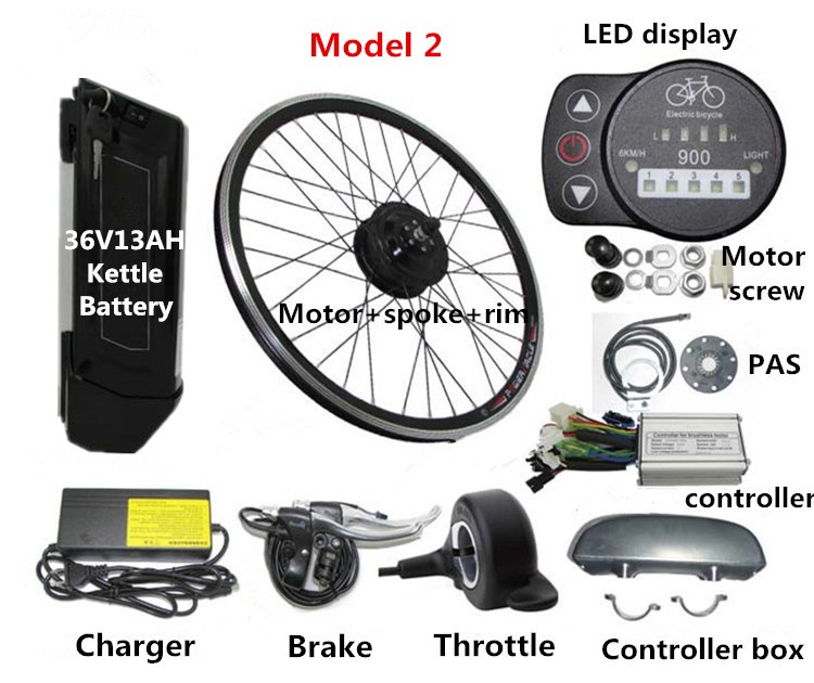 36V 13AH Lithium Battery Electric Bicycle Parts With LED / LCD Display Brushless Motor