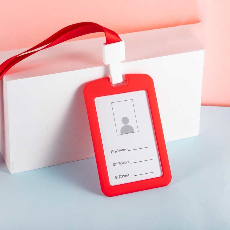 Silicone ID Name Badge Card Case Protector With Retractable Cord and Breakaway Buckle