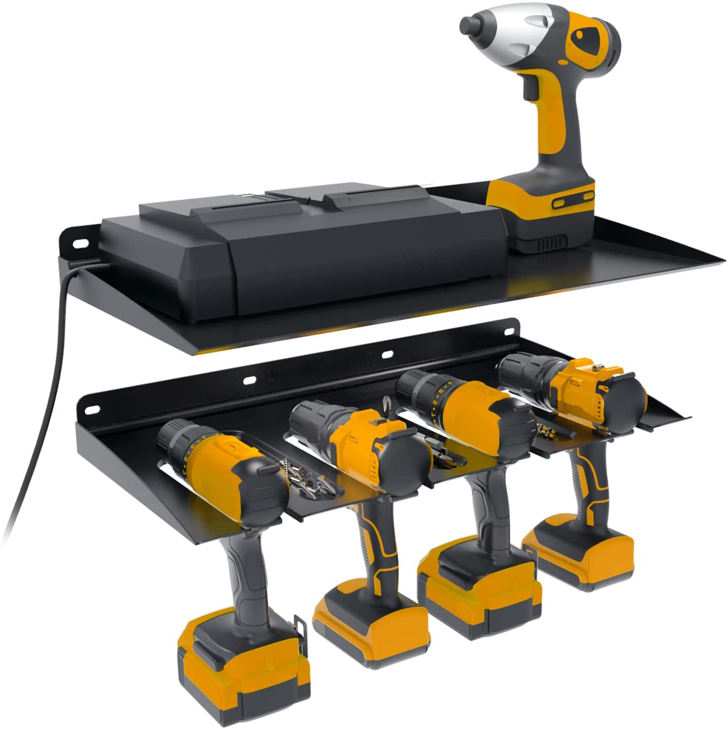 Wall Mount Electric Drill Storage Rack for Garage Organization On Walls Installation