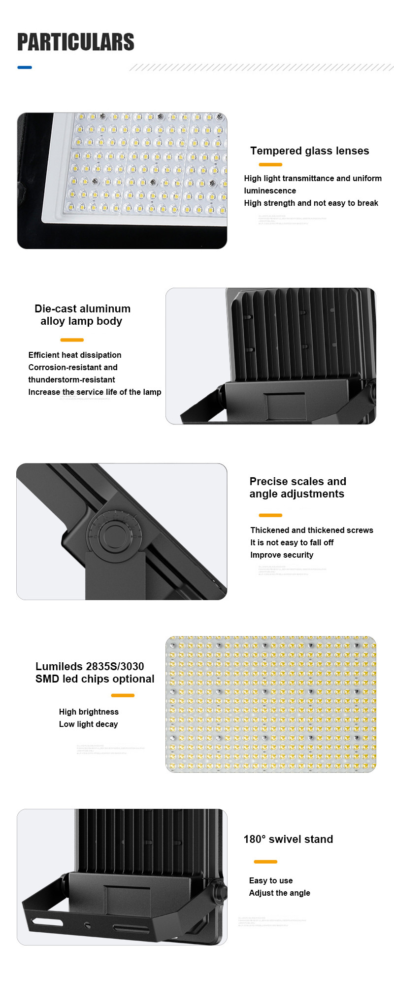 Portable Slim Smd 2835 100W LED Flood Light Outdoor Aluminum Fixtures