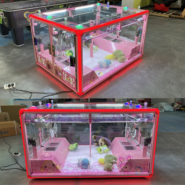 Commercial Flat 4 Players Custom Claw Crane Machine For 6 Inches Plush Toys