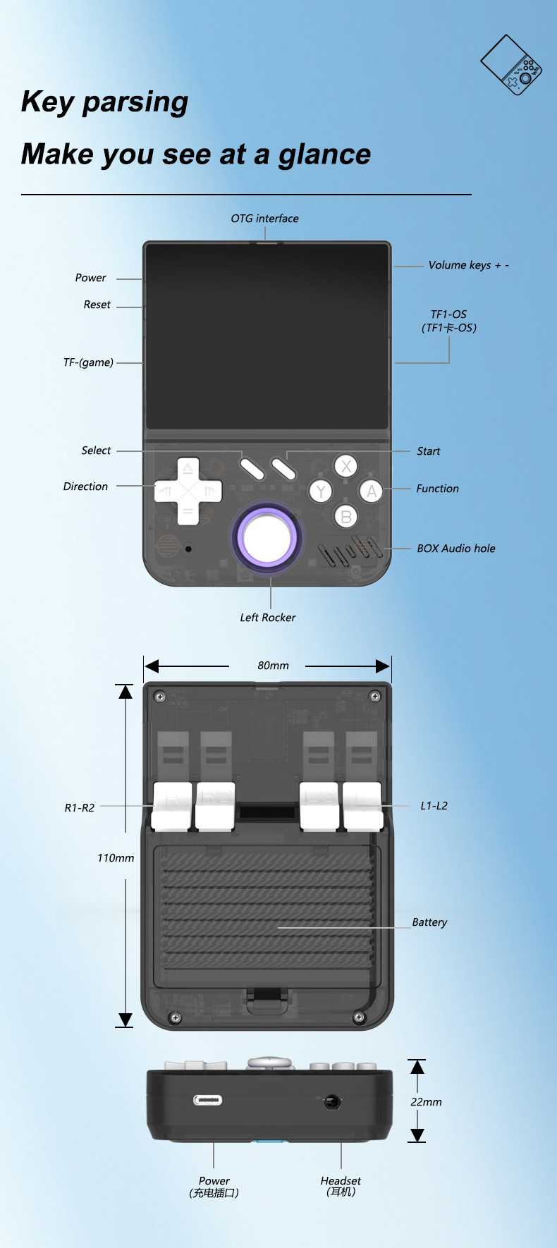 MY MINI Retro Handheld 3.5-inch IPS Screen Video Game Console 15000 Games