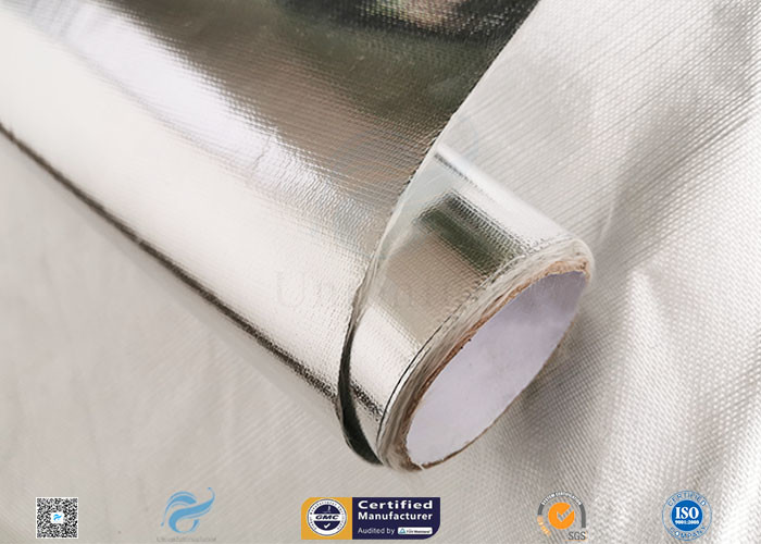 7/14/18μ Heat Sealing Aluminium Foil Backed Fiberglass Fabric Satin Weave