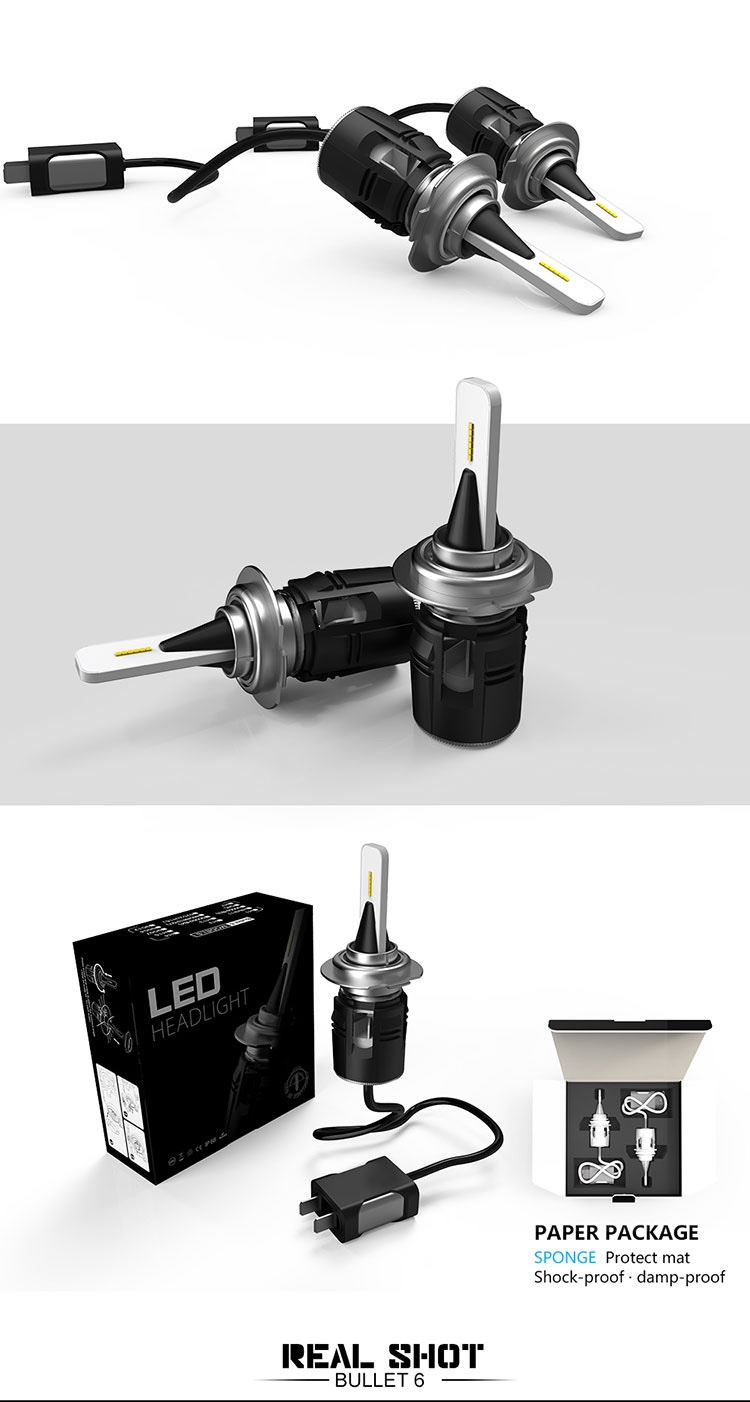 IP68 Waterproof LED Car Headlight Bulbs 24w 3600LM H7 Led Conversion Kit