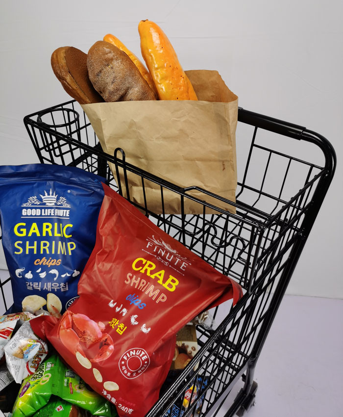 Customized 100L Large Basket Supermarket Shopping Trolley With Handle Small Basket