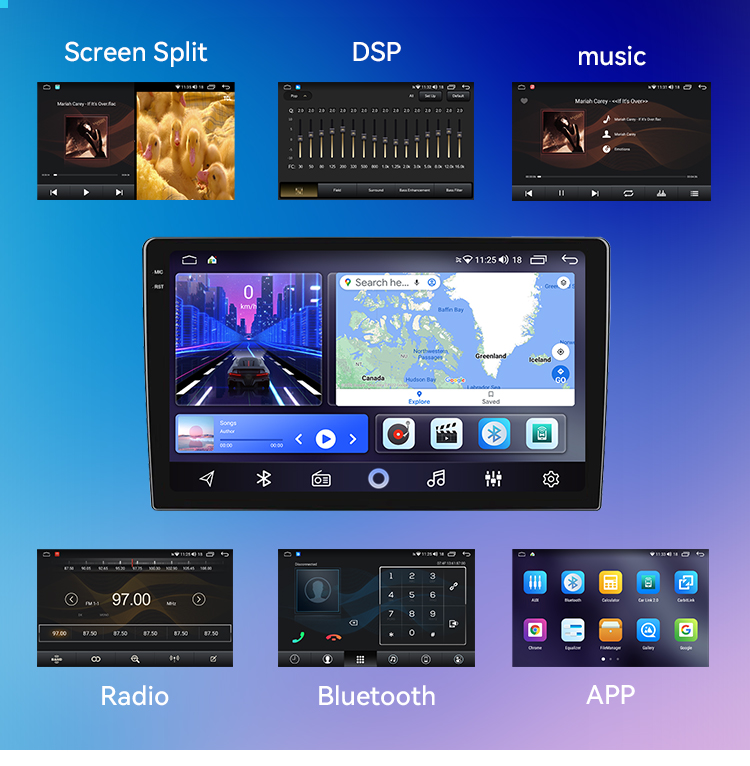 Universal Android10 8 Core 2 din Car Radio Audio 2K QLED Screen WIFIBT5.1 Car DVD Player For Apple Carplay Car Stereo