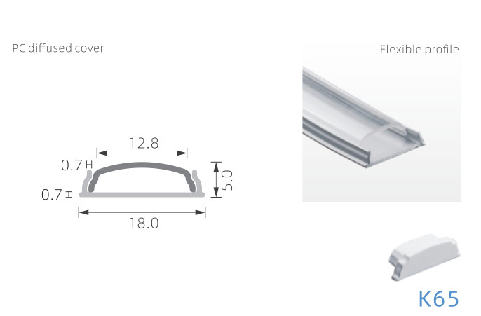 IP65 LED Strip Aluminum Channel Flexible Bendable LED Strip Light Profile Surface Mounted