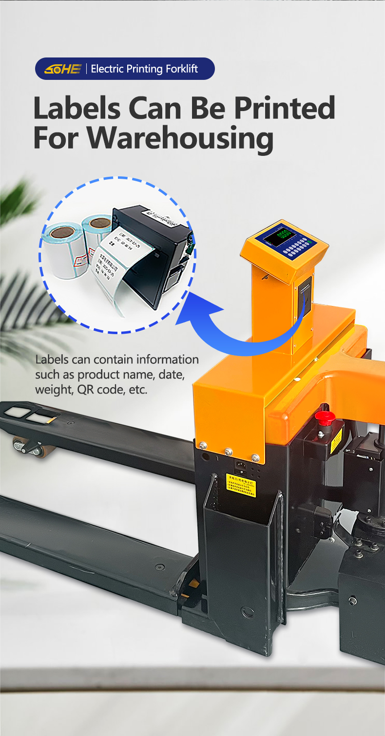 SOHE 1-3t Electric Pallet Truck with Scale and Label Printing ODM LED Display