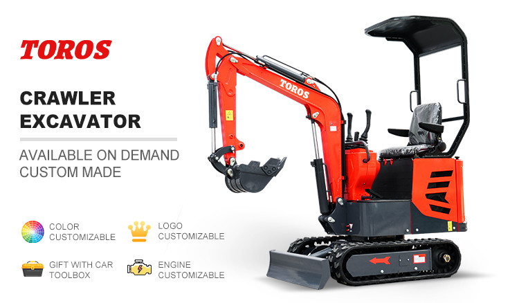 Multifunctional Toros Mini Excavator 1 Ton Micro Digger With Koop Engine