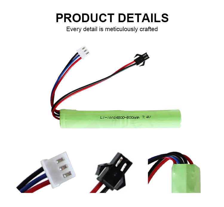Factory Hot Sales Lithium ion battery 14500 7.4v 500mah Li-ion Battery Pack