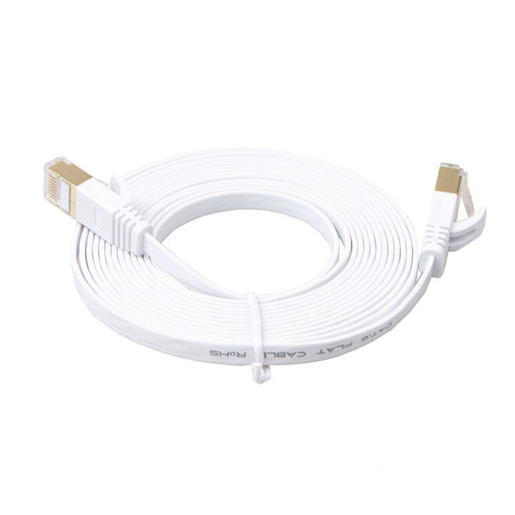 Cat6 Network Ethernet Lan Cables White With Gold Shielded Snagless Rj45 Connectors